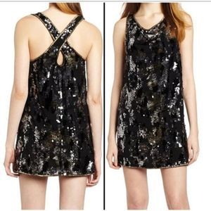 Small Diesel Black Sequin Mini Dress Cross Back D-Elitop EUC 6470 Tank Tunic